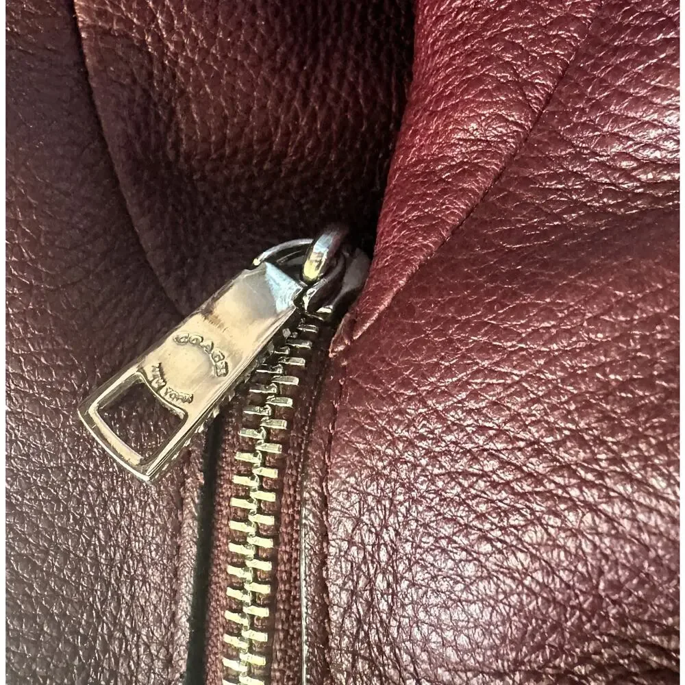 Coach Phoebe Hobo Bag Berry Pebbled Leather Tote Burgundy Wine Purse Shoulder - Picture 13 of 13